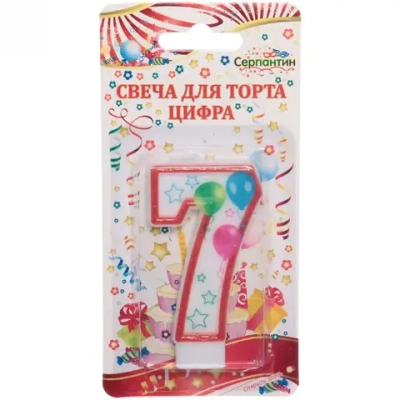 Свеча для торта Цифра Воздушные шары «7» 6 см