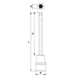 Бита-головка 1/2" TORX T40х200мм длинная JTC
