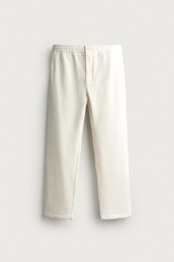 ZARA КОМФОРТНЫЕ БРЮКИ RELAXED FIT, ЖЕЛТОВАТО-БЕЛЫЙ