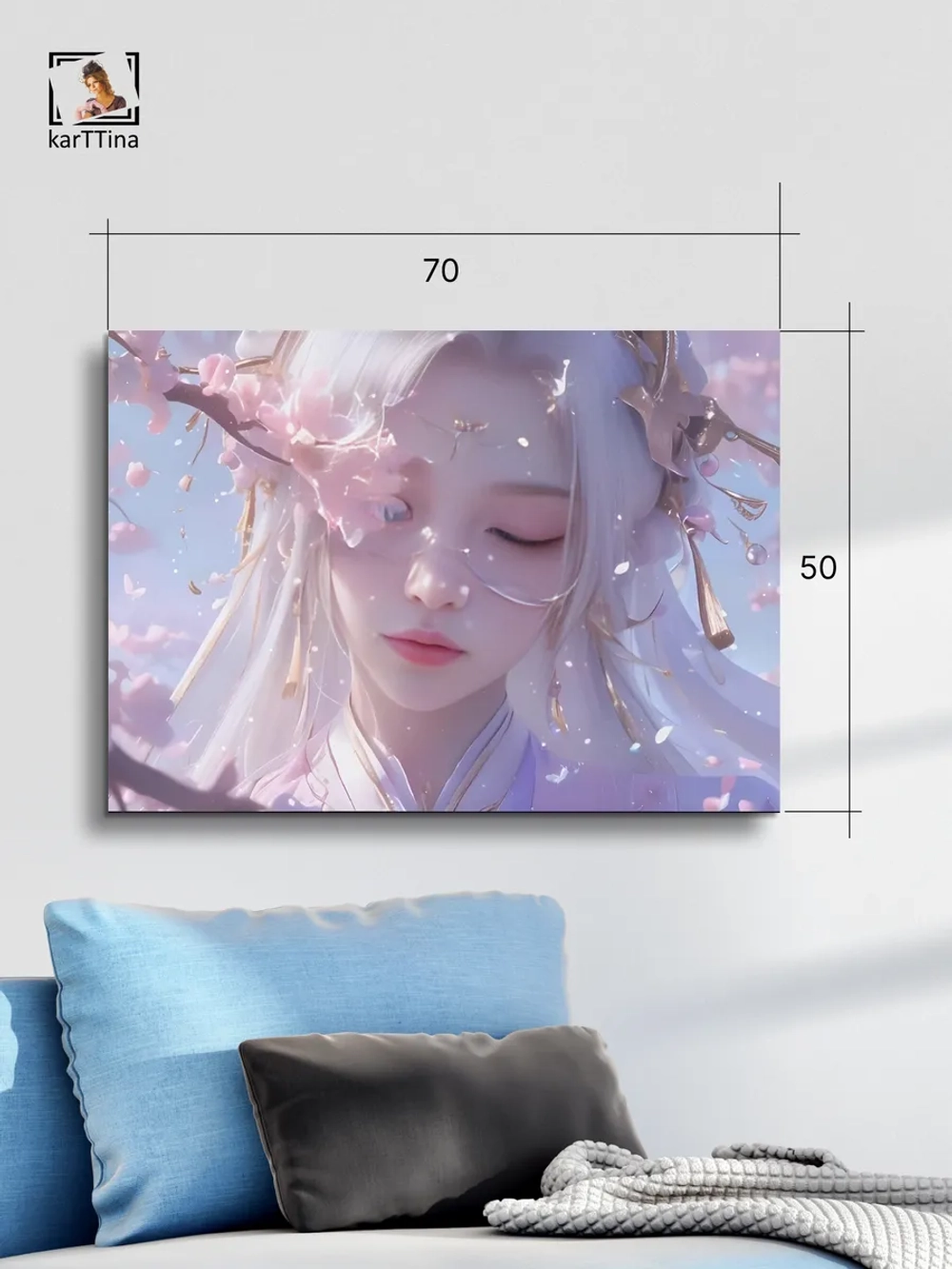Картина Слияние с сакурой модульная 70x50см 1шт.