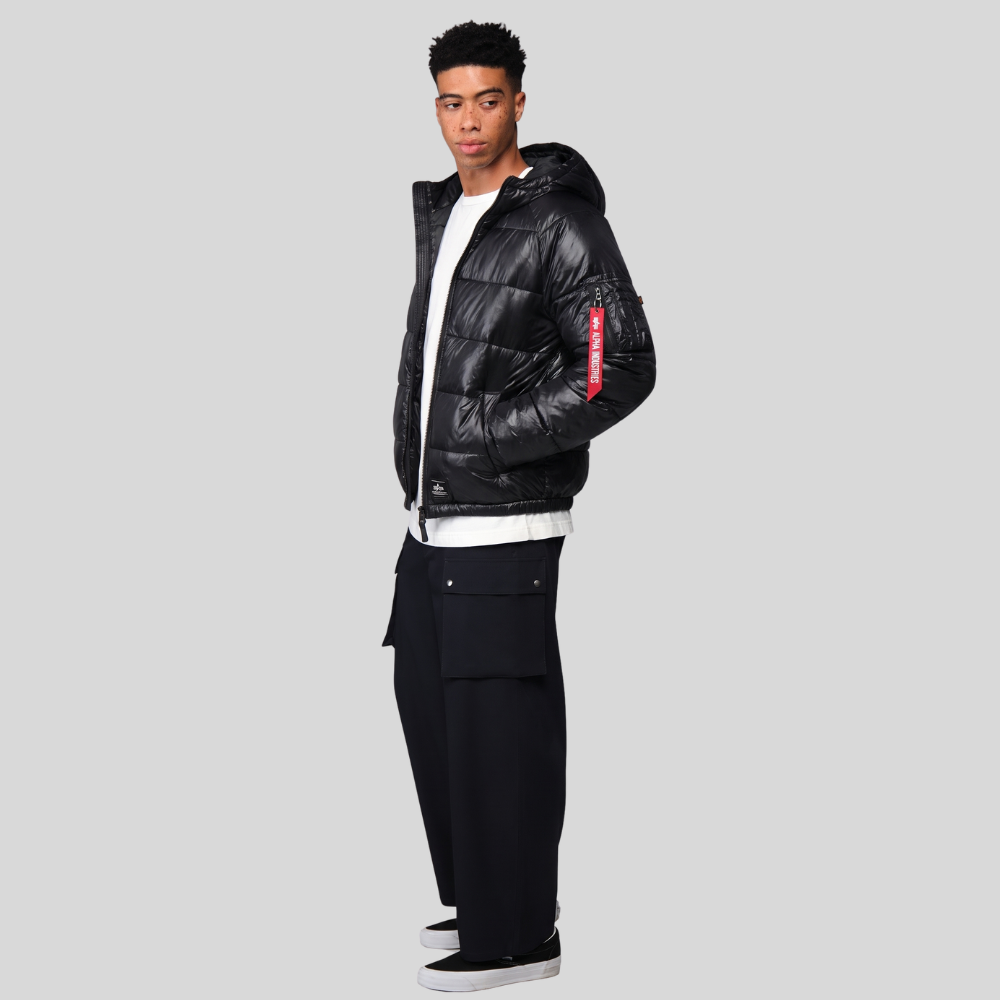 Парка Alpha Industries Laughlin Hooded Relaxed Fit Puffer Ultralight Black (Черная)