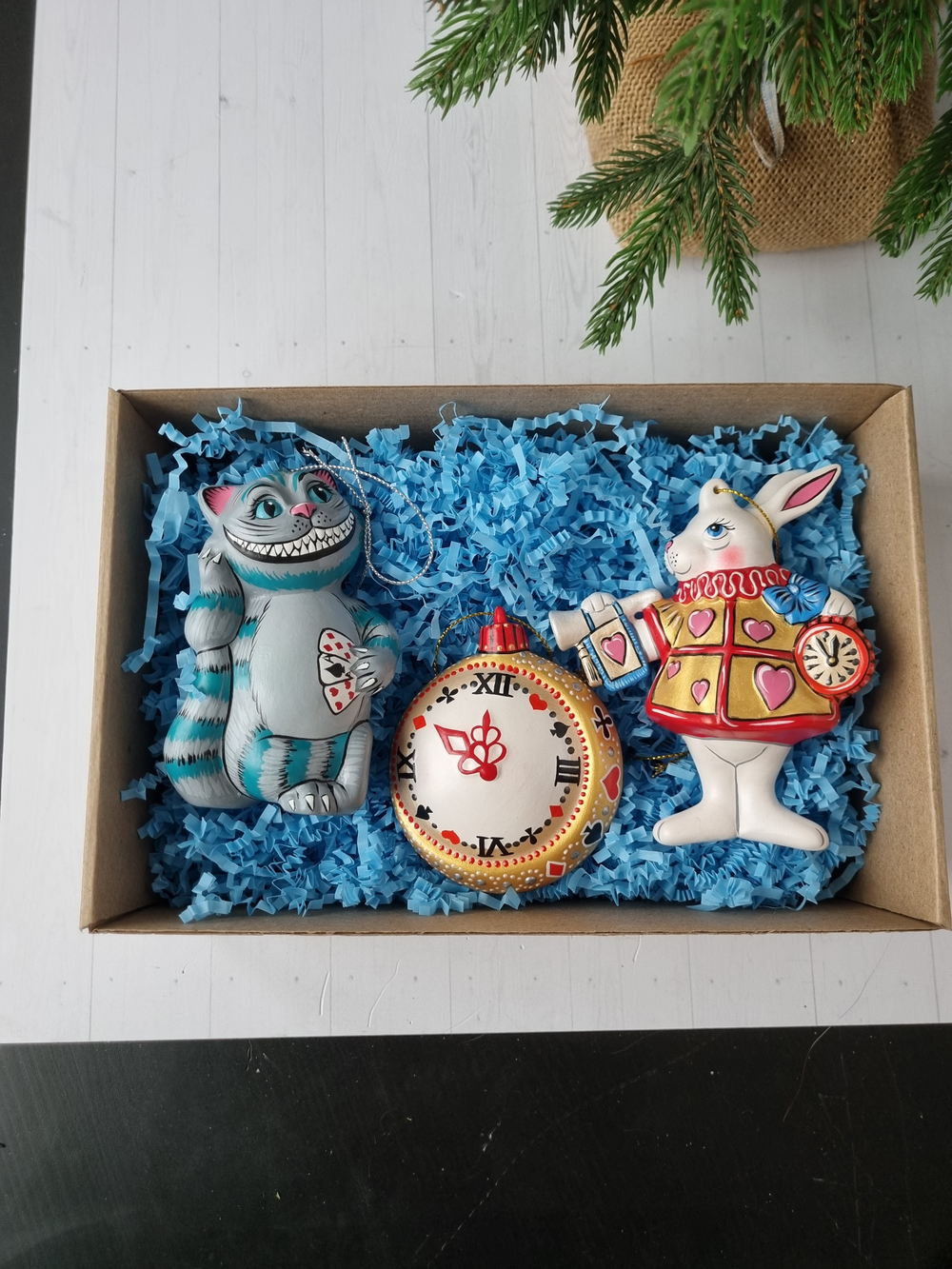 Набор игрушек чеширский кот, часы и кролик из Алисы