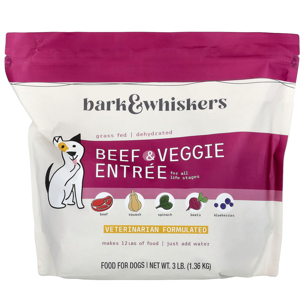 Dr. Mercola, Bark & Whiskers®, говядина и овощи, блюдо для собак, 1,36 кг (3 фунта)
