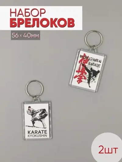 Набор брелоков акриловых "Карате киокушинкай, Каратисты", прямоугольных 56х40мм, 2шт.