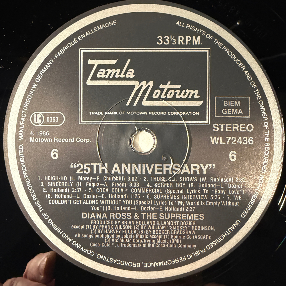 Diana Ross And The Supremes ‎– 25th Anniversary 3LP (Германия 1986г.)