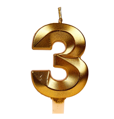 Свечи для торта, цифра 3 (золото, 5 см)