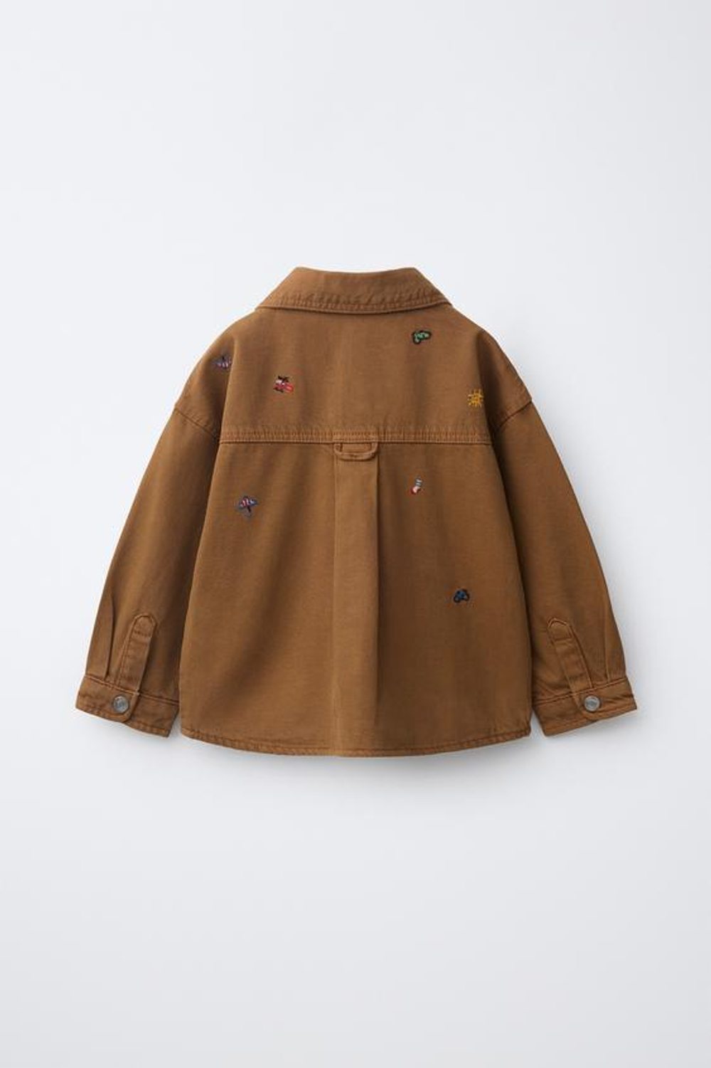 ZARA ДЖИНСОВАЯ КУРТКА-РУБАШКА С ВЫШИВКОЙ, КАРАМЕЛЬНЫЙ