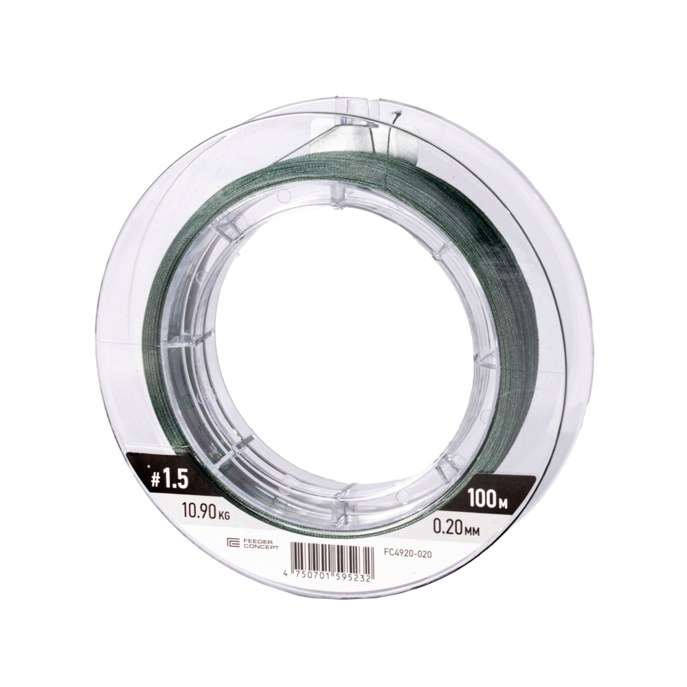 Шок-лидер плетёный Feeder Concept Flat Method х8 SHOCK LEADER Dark Green 100/020