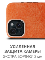 Мягкий тканевый чехол для IPHONE 15 с бархатной подкладкой и усиленной защитой камеры
