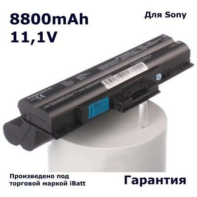 Аккумулятор iBatt 8800mAh, для VGN-FW21MR VGN-FW5ERF VGN-FW44MR VGN-NW26MRG VGN-SR21RM VGN-CS11ZR VPC-S13Z9R