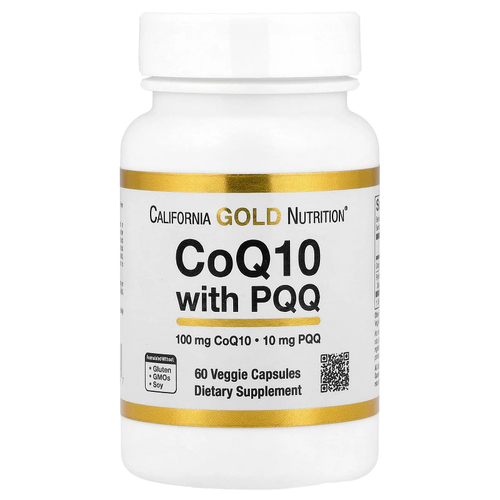 California Gold Nutrition, коэнзим Q10 с PQQ, 60 растительных капсул