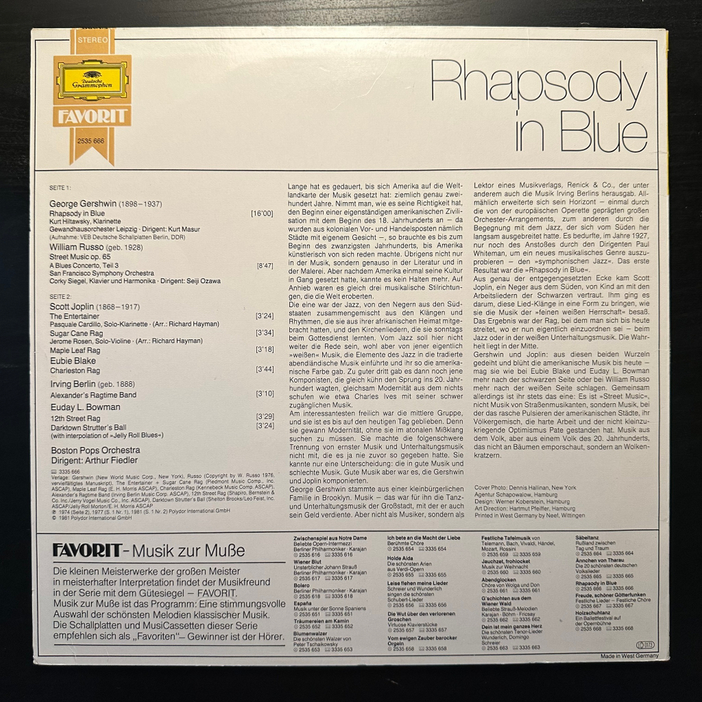 Гершвин - Рапсодия в стиле блюз (Германия 1981г.)