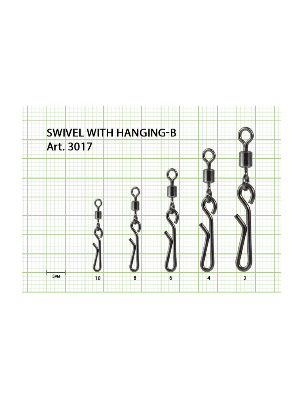 Вертлюжок рыболовный Fish Crystal SWIVEL WITH SNAP с быстросъёмной застежкой Hanging-B 3017 №8 (5 упаковок)