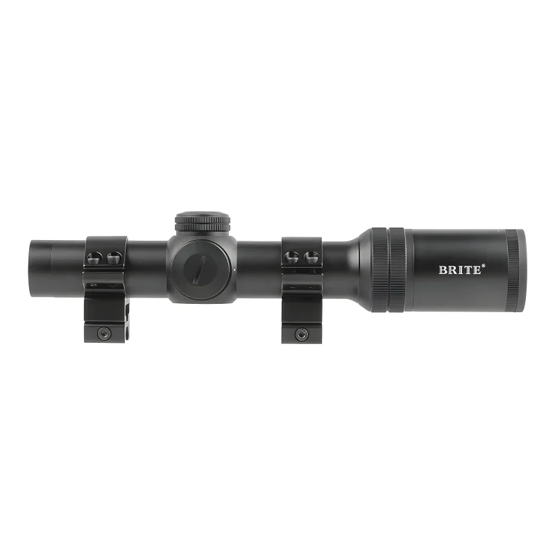 Прицел оптический BRITE LPVO 1-4X24 IR - вид сбоку с крепежными кольцами