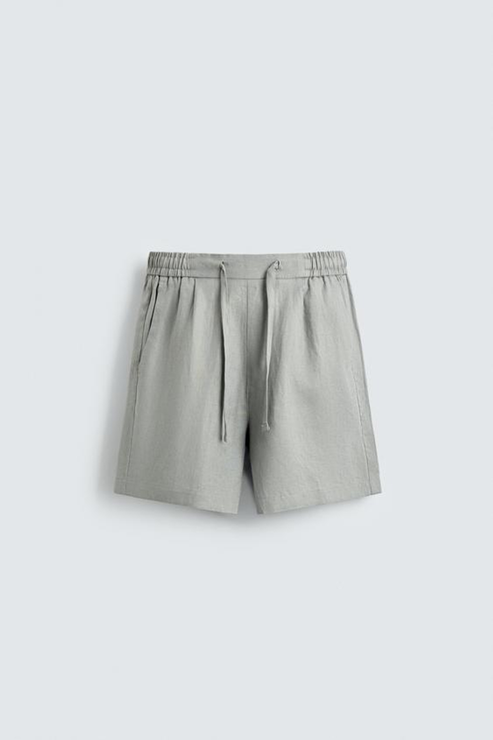 ZARA ШОРТЫ RELAXED FIT ИЗ 100% ЛЬНА, СВЕТЛО-СЕРЫЙ