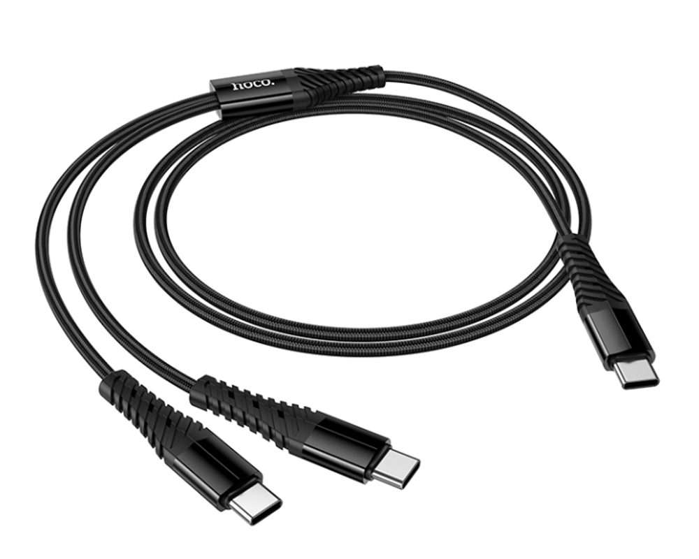 Usb Кабель-зарядка Type-C Hoco X123 2в1 2Type-C 1м черный