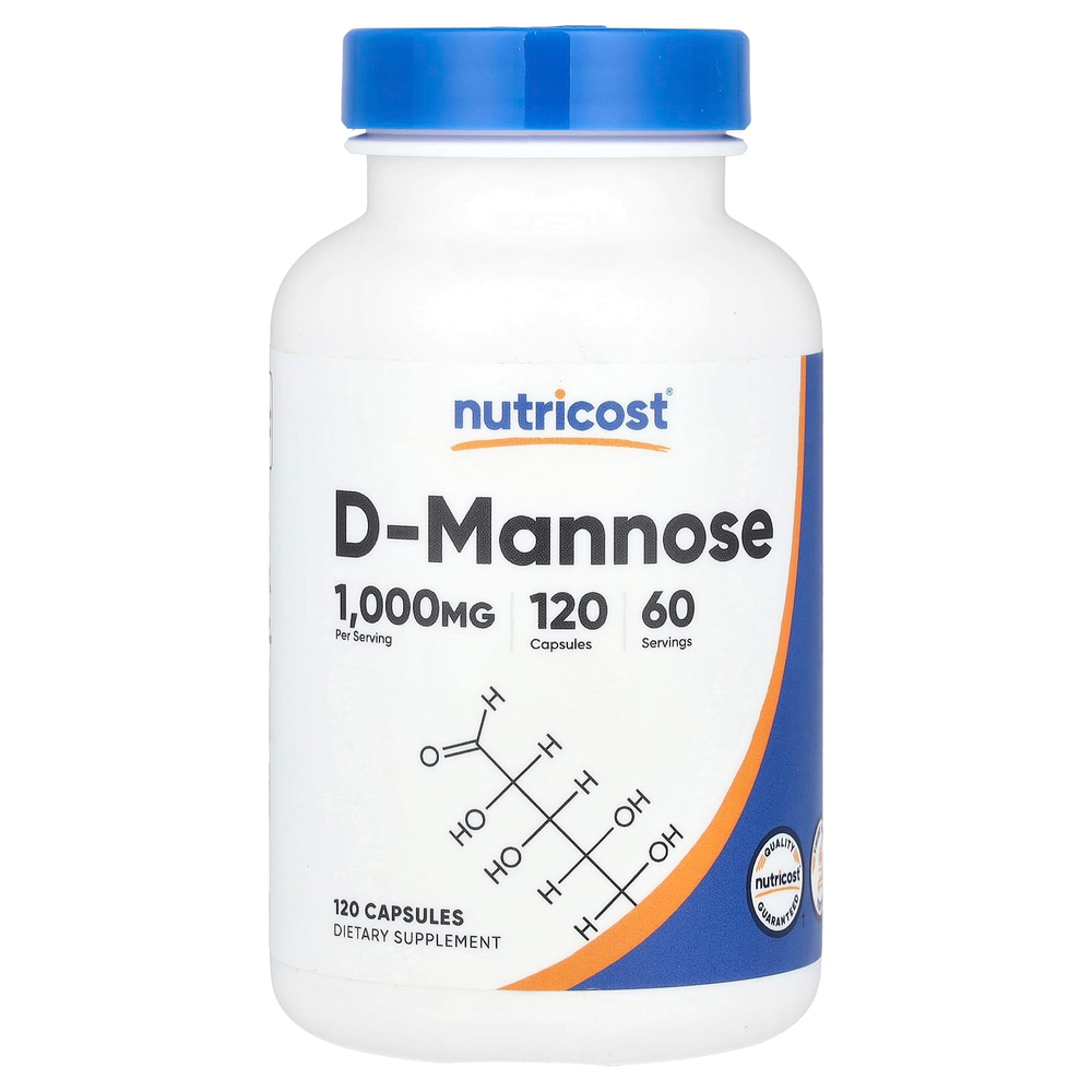 Nutricost, D-манноза, 120 капсул (500 мг в 1 капсуле)