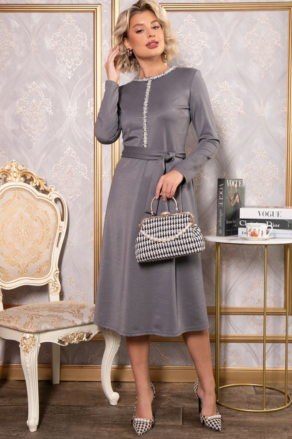 Платье трикотажное Парижанка (серое) П14786-10М LT Collection