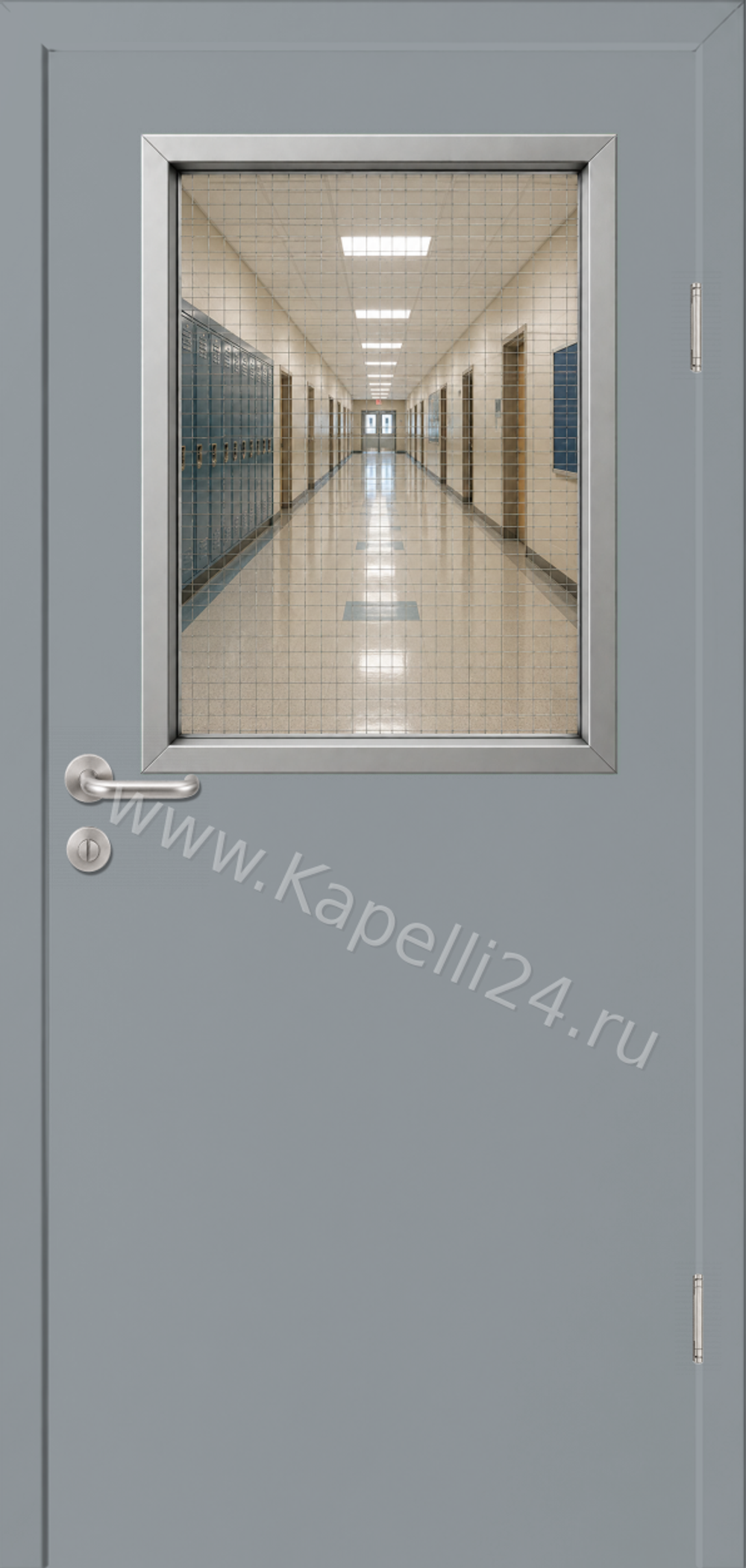 Влагостойкая Дверь Капель однопольная Телегрей 2 RAL 7046 Остекленное Армированное Алюминиевый штапик