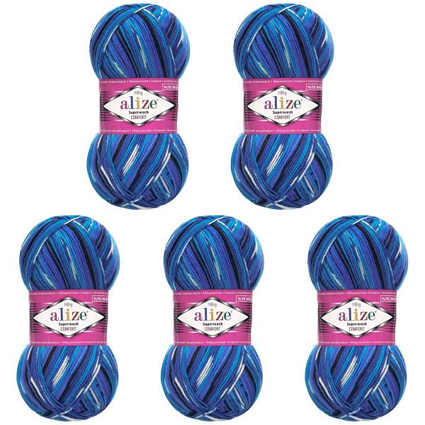 Пряжа Alize (Ализе) Superwash Comfort Socks / уп.5 мот. по 100 г, 420м, 4446 секционный A