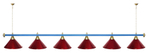 Лампа STARTBILLIARDS 6 пл. (плафоны зеленые,штанга зеленая,фурнитура золото)