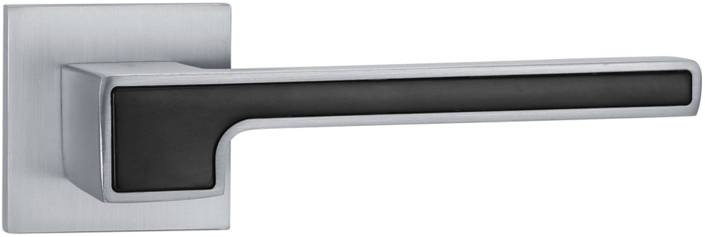 Ручки дверные алюминиевые V91L-2/BL SL (матовый хром/черный)
