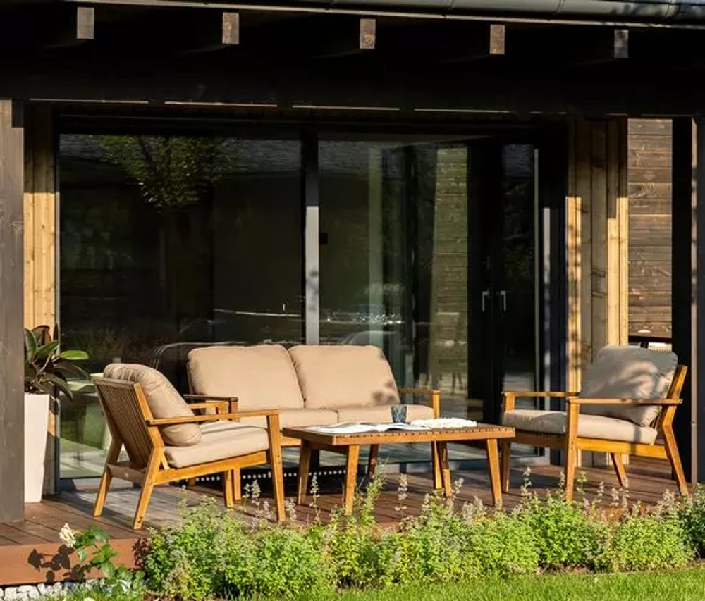 Диван из акации Joygarden МОНА 2-х местный, Natural Teak, бежевый