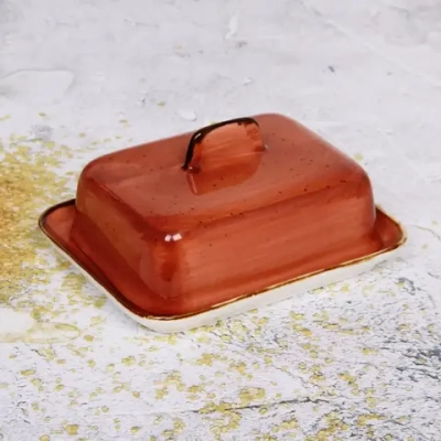 Масленка керамическая «Corsica orange» 16,5*13*7,8см
