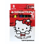 Фломастеры 8цв. "Hello Kitty" треугольные, в карт.упаковке с европодвесом (Центрум)