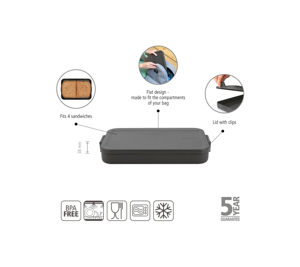 Brabantia Темно-серая коробка для завтрака Make & Take 202704