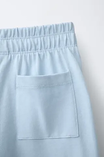 ZARA ПЛОТНЫЕ БРЮКИ WIDE LEG, НЕБЕСНО-ГОЛУБОЙ