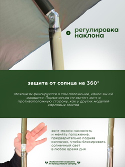 Зонт карповый, рыболовный, пляжный с боковым тентом, пологом Nature camping Green 02