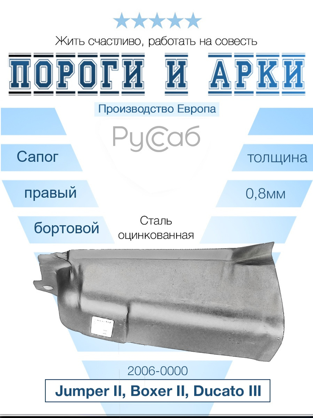 Сапог правый Peugeot Boxer 3 (бортовой) (Polcar)