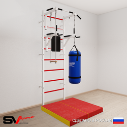 Шведская стенка Sv Sport 5735 (Турник стандарт/Брусья/Трапеция/Цепь/Мешок 15кг/Мат 1м)