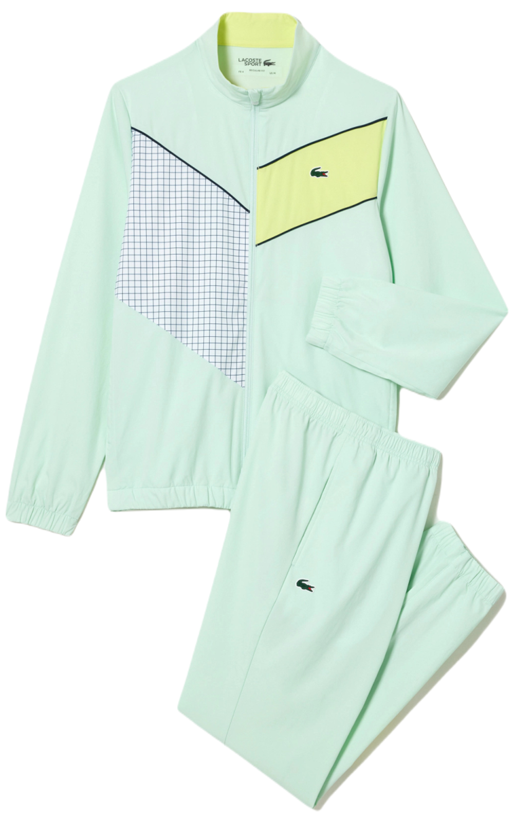 Мужской теннисный костюм Lacoste Stretch Fabric Tennis Sweatsuit - light green/yellow/white