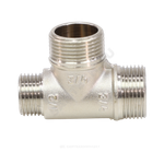 Тройник латунь никель переходной Ду 15х20х20 (1/2"х3/4"х3/4") НР/НР/НР VALFEX VF.131.N.034
