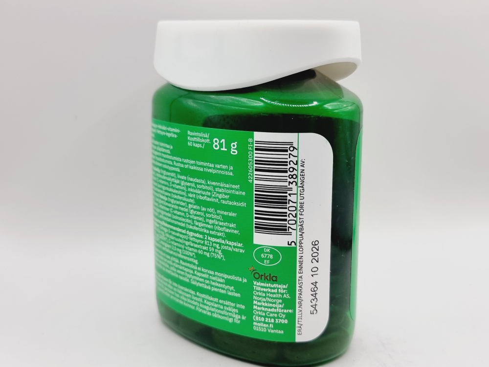 Moller Omega-3 Мышцы и суставы, 60 капсул, 81 г (из Финляндии)