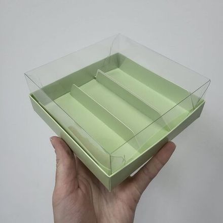 Коробка на 3 эклера КУПОЛ (Фисташка), 13,5*13*5 см