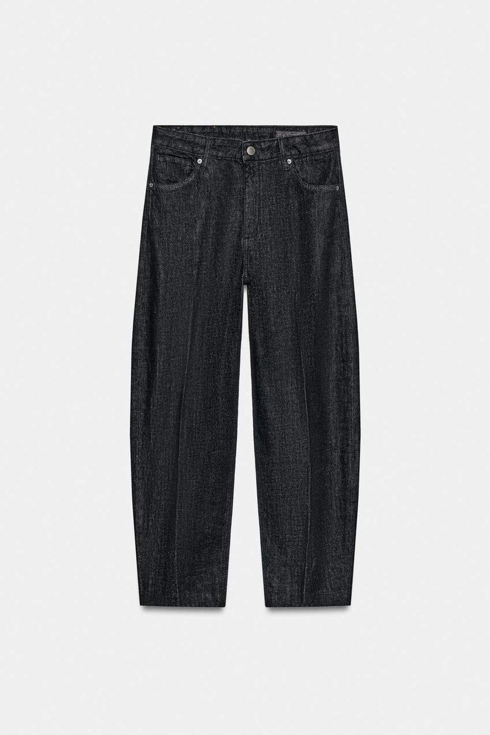 ZARA ДЖИНСЫ TAPERED С ВЫСОКОЙ ПОСАДКОЙ — ZW COLLECTION, ЧЕРНЫЙ