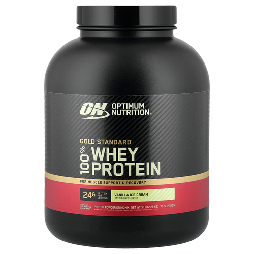 Optimum Nutrition, Gold Standard 100% Whey, сывороточный протеин, со вкусом ванильного мороженого, 2,26 кг (5 фунтов)