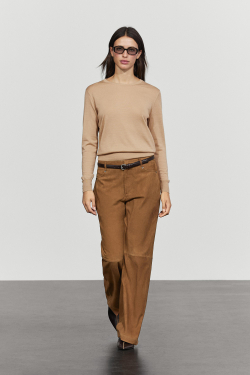 Massimo Dutti Брюки из замшевой кожи, светло-коричневый