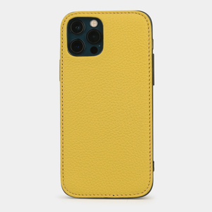 Накладка для iPhone 12/12Pro из кожи теленка, желтого цвета