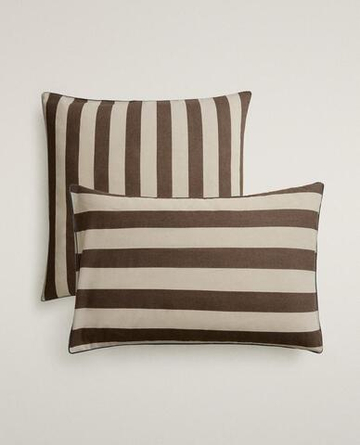 ZARA HOME НАВОЛОЧКА В ПОЛОСКУ, КОРИЧНЕВЫЙ