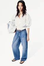Хлопковая блузка с защипами - H&M