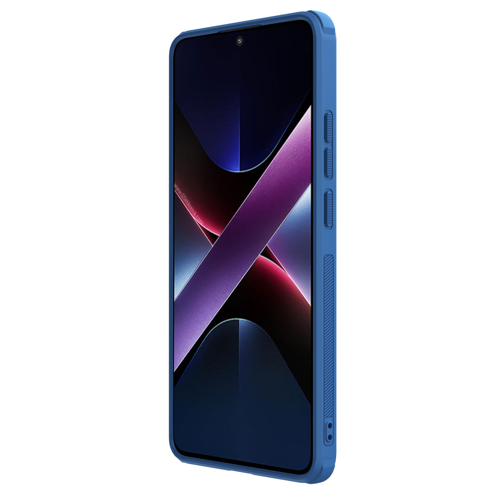 Усиленный защитный чехол синего цвета от Nillkin для Xiaomi Poco X7 Pro, серия Super Frosted Shield Pro
