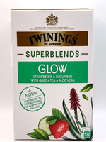 Чай зеленый Twinings Superblends Glow (биотин, клубника, огурец, алоэ вера) 18 пакетиков, 36 г (из Финляндии)
