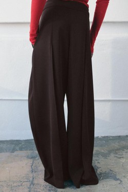 ZARA БРЮКИ WIDE LEG С ЗАЩИПАМИ — ZW COLLECTION, КОРИЧНЕВЫЙ