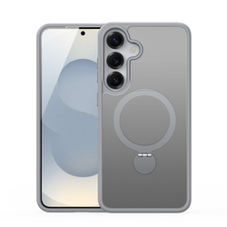 Прозрачный матовый чехол с поддержкой MagSafe для Samsung Galaxy S25, серия Yind Series Case от Dux Ducis (версия с магнитной откидной подставкой)