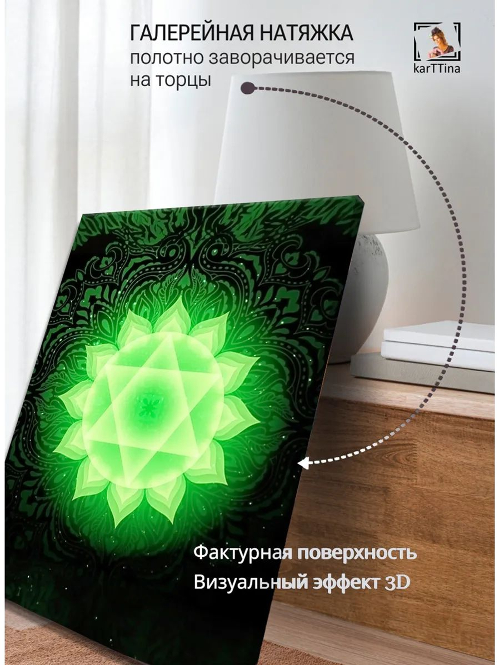 Картина "Зеленая гармония", для интерьера 50х70см 1шт., на деревянном подрамнике