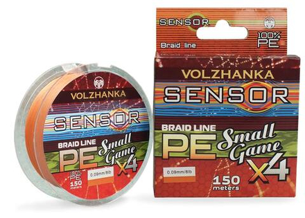 Леска плетеная Волжанка Sensor Small Game X4 150м/0.06мм 4Lb цв. оранжевый